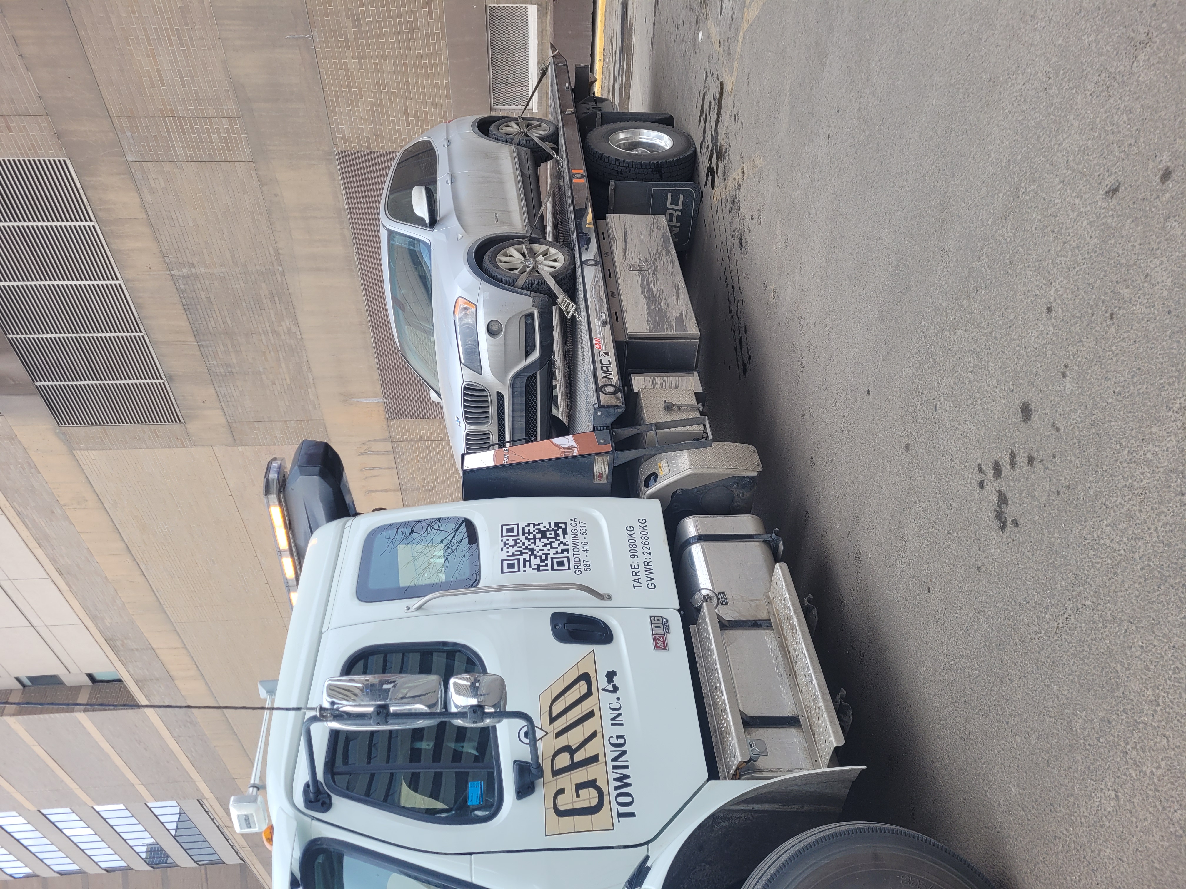 Flatbed tow truck ready for transport